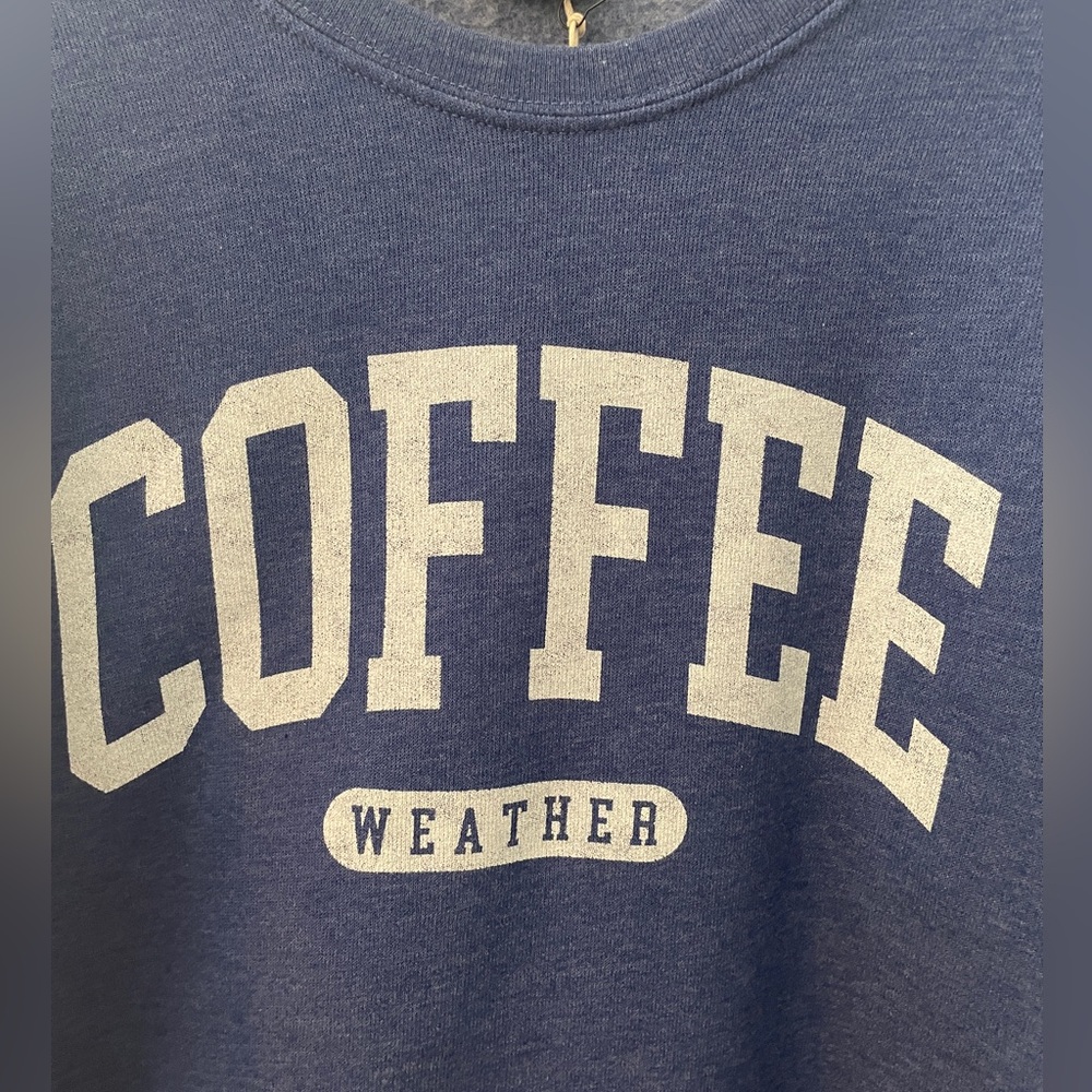 Coffee Weather Navy Crewneck Sweatshirt - Picture 2 of 5